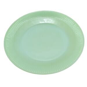 Vintage Fire King Jadeite Green Oven Glass Dinner Plate Jane Ray Ribbed Edge 9in